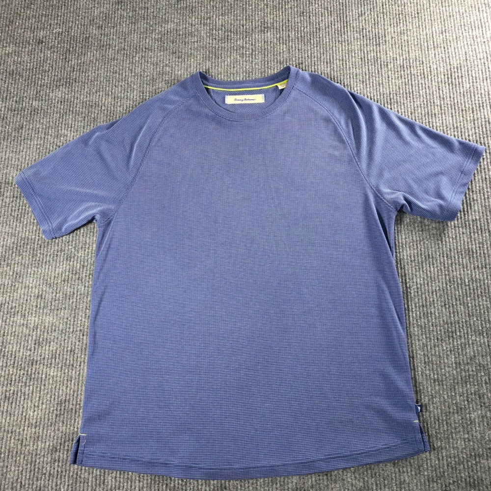 Tommy Bahama Mens XL Blue Waffle Knit Modal Blend Raglan‎ Short Sleeve T-Shirt